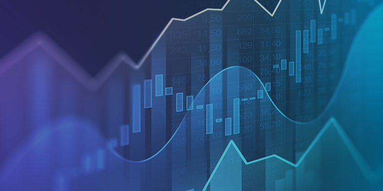 Close-up of stock price graphs on a computer screen.